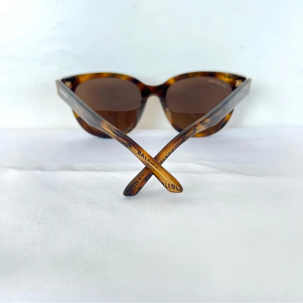 BALENCIAGA BB0077SK Brown Lens Cat Eye Shape Dark Havana Frame Sunglasses NWB #2